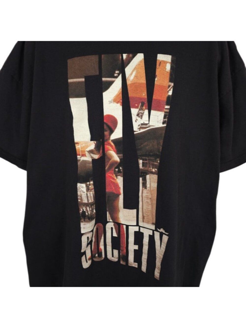 Fly Society T Shirt Mens Size 3XL Black Retro Stewardess Plane Made In USA